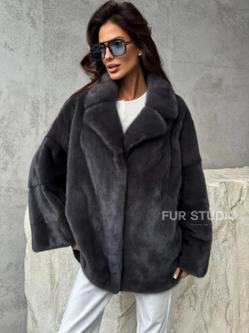 Серый норковый полушубок - автоледи