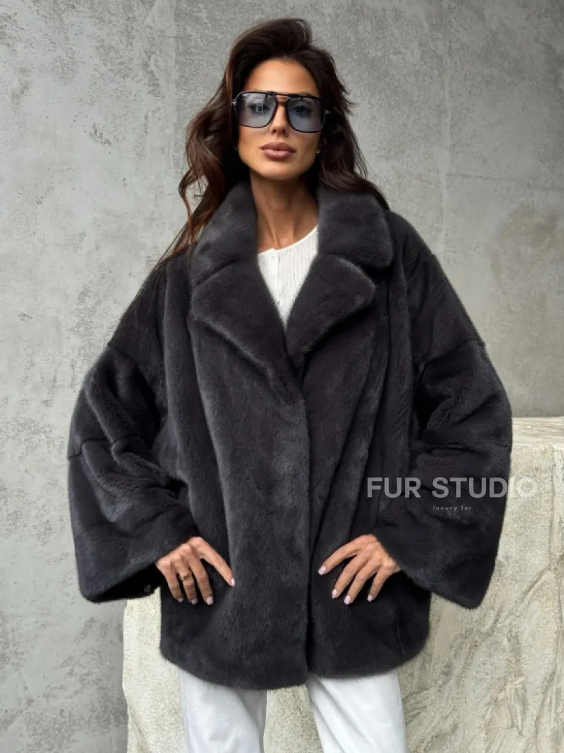 Серый норковый полушубок - автоледи