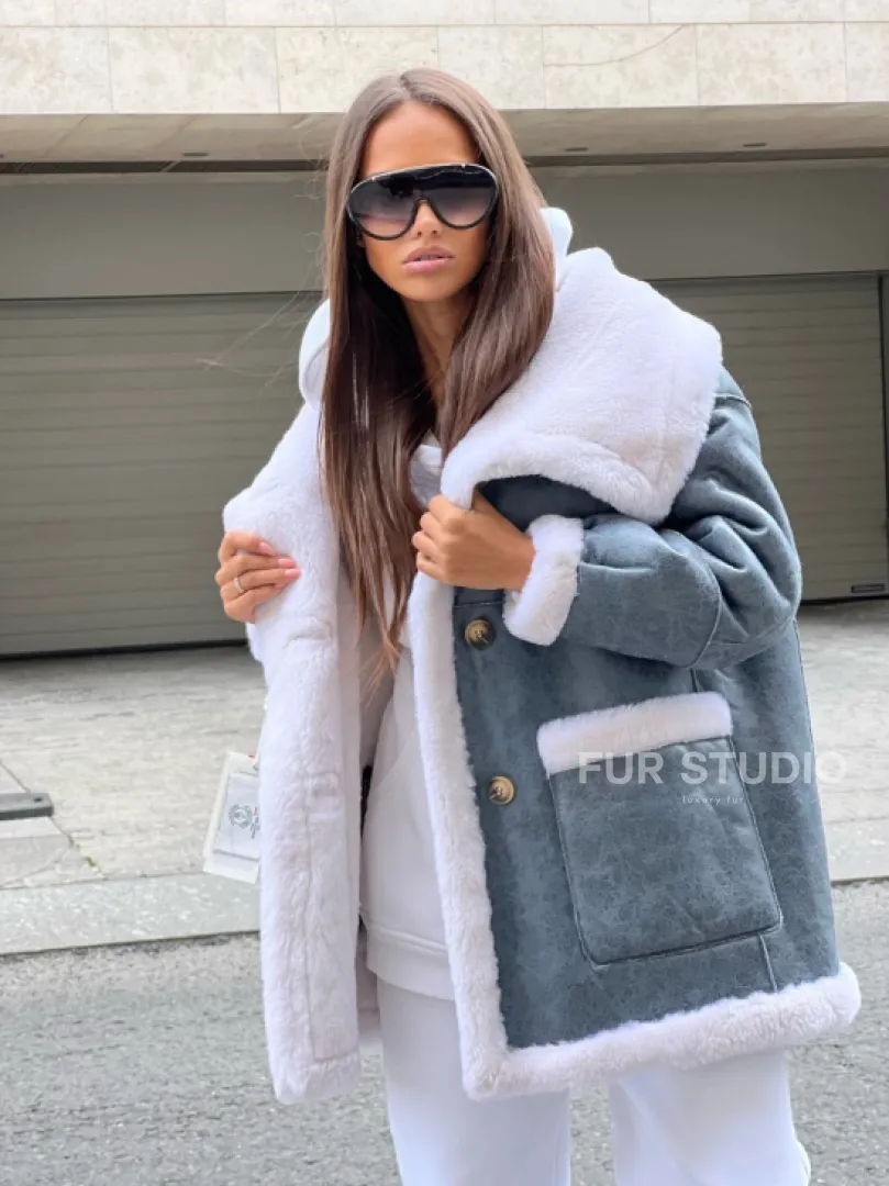 Двухсторонняя шубка - дубленка из натуральной шерсти - фото 0