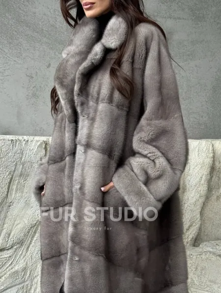 Серая норковая шуба oversize - фото 2