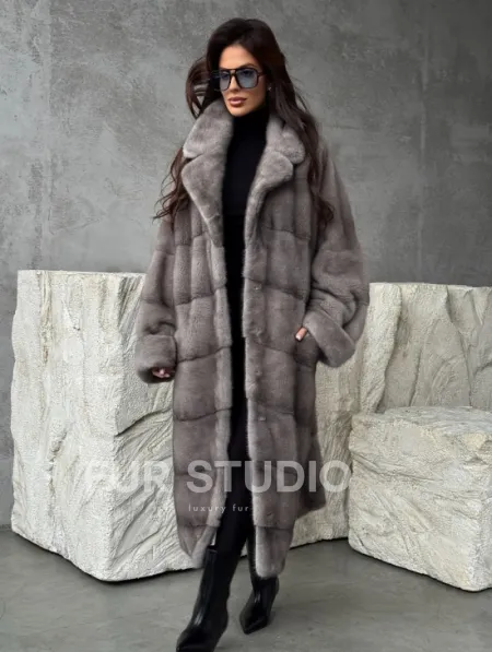 Серая норковая шуба oversize - фото 9