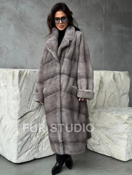 Серая норковая шуба oversize - фото 6