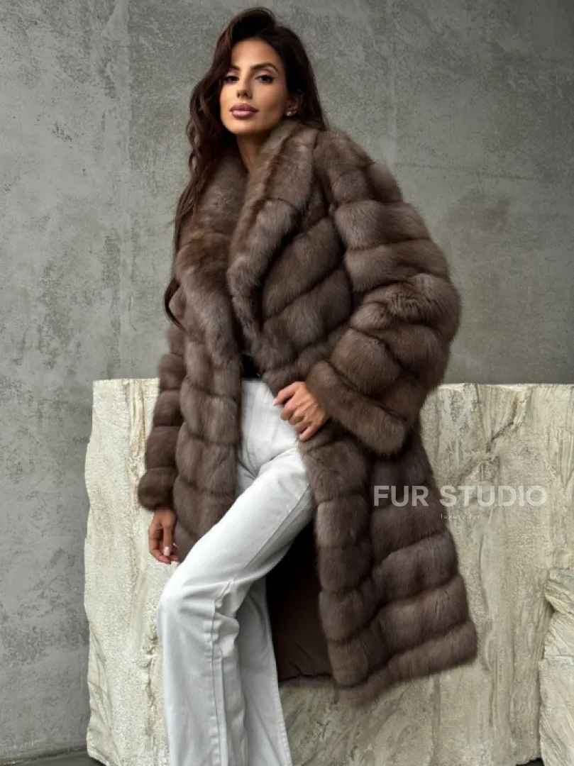 Шуба из куницы средней длины - фото 0