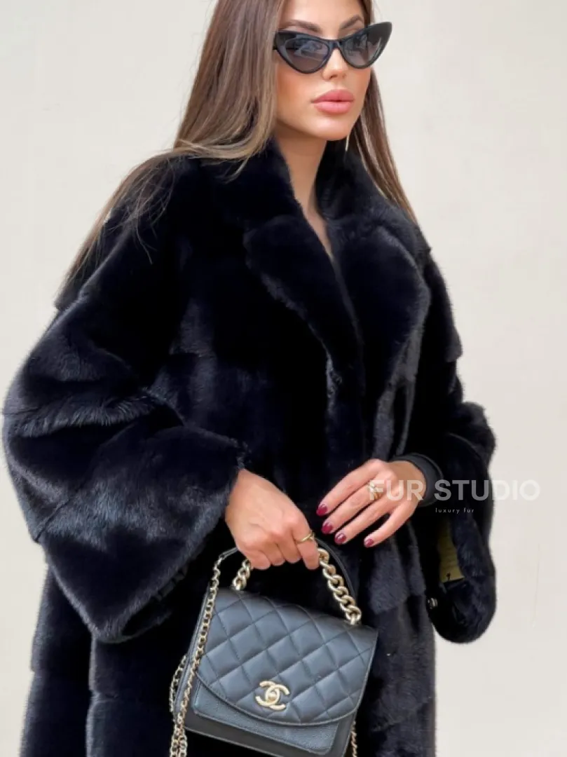 Норковая шуба синего цвета