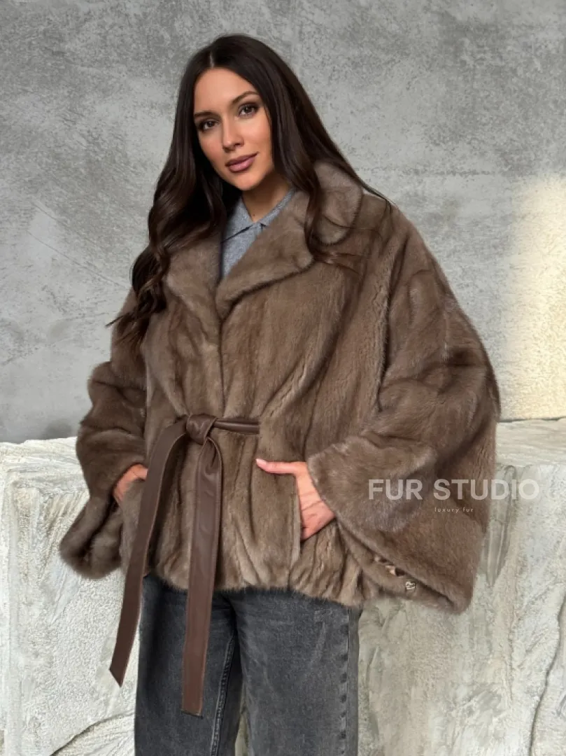 Норковая шуба английский воротник 