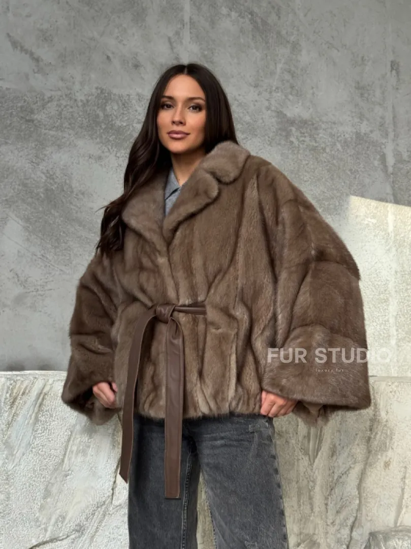 Норковая шуба английский воротник 