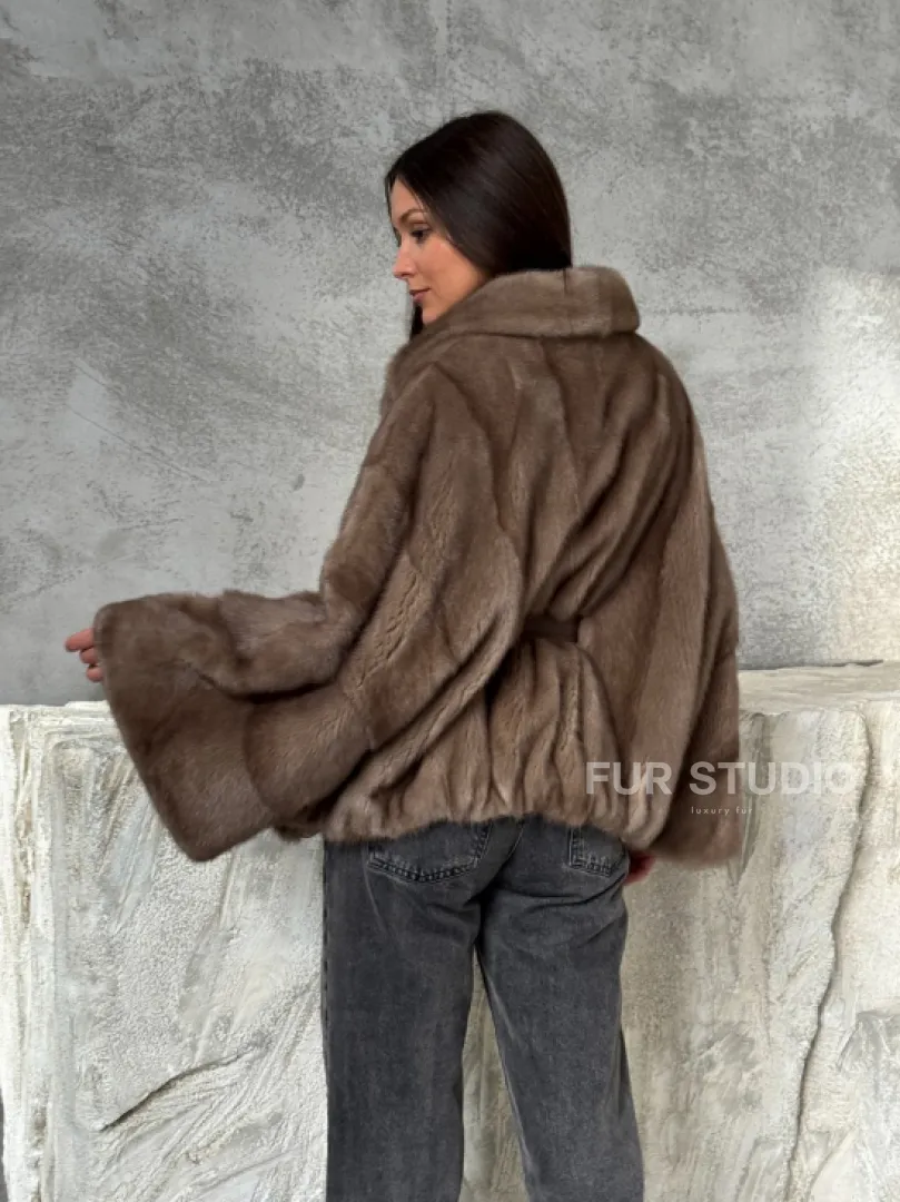 Норковая шуба английский воротник 