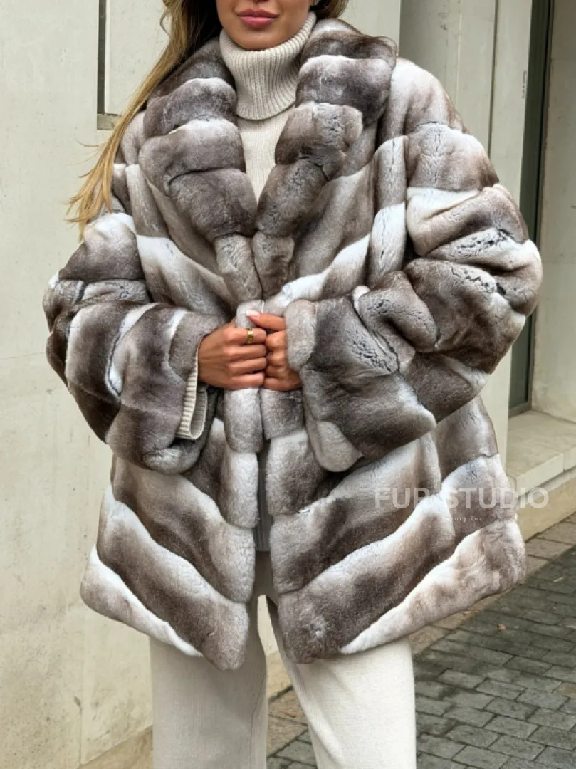 Шуба из меха шиншиллового кролика PREMIUM COLLECTION