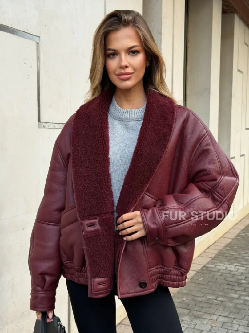 Дубленка женская зимняя - воротник шаль