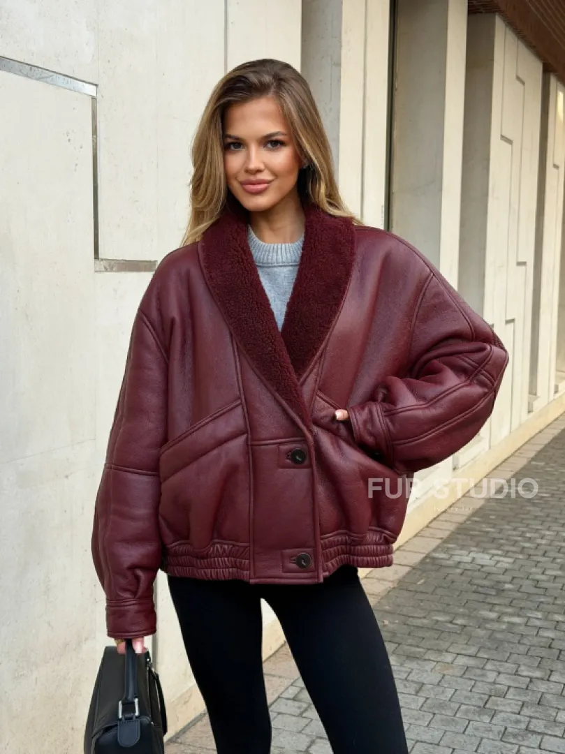 Дубленка женская зимняя - воротник шаль