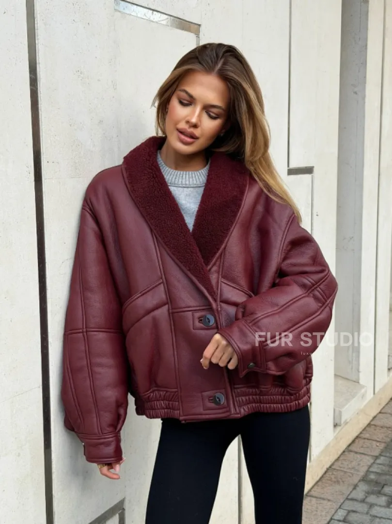 Дубленка женская зимняя - воротник шаль - фото 7