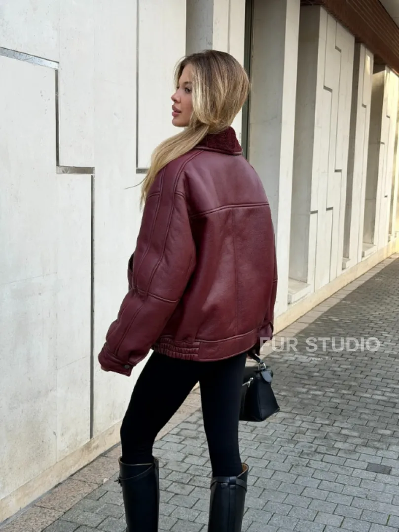 Дубленка женская зимняя - воротник шаль - фото 10