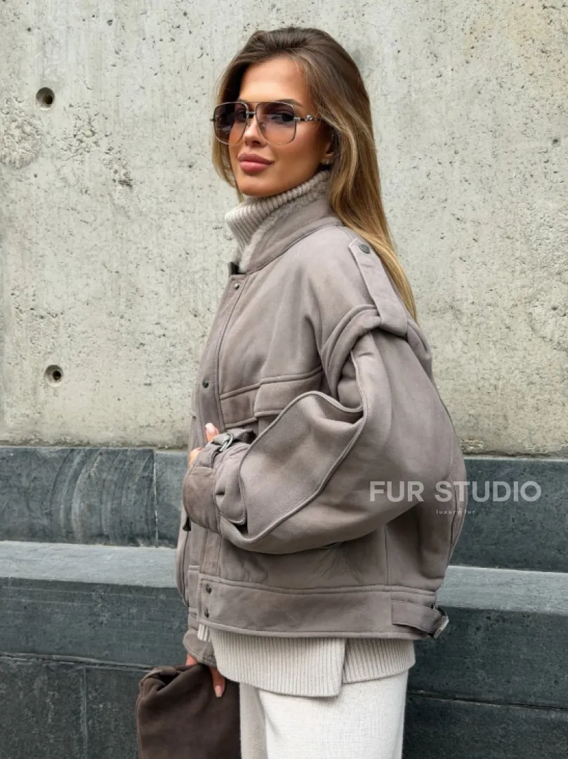 Зимняя дубленка - бомбер - фото 6