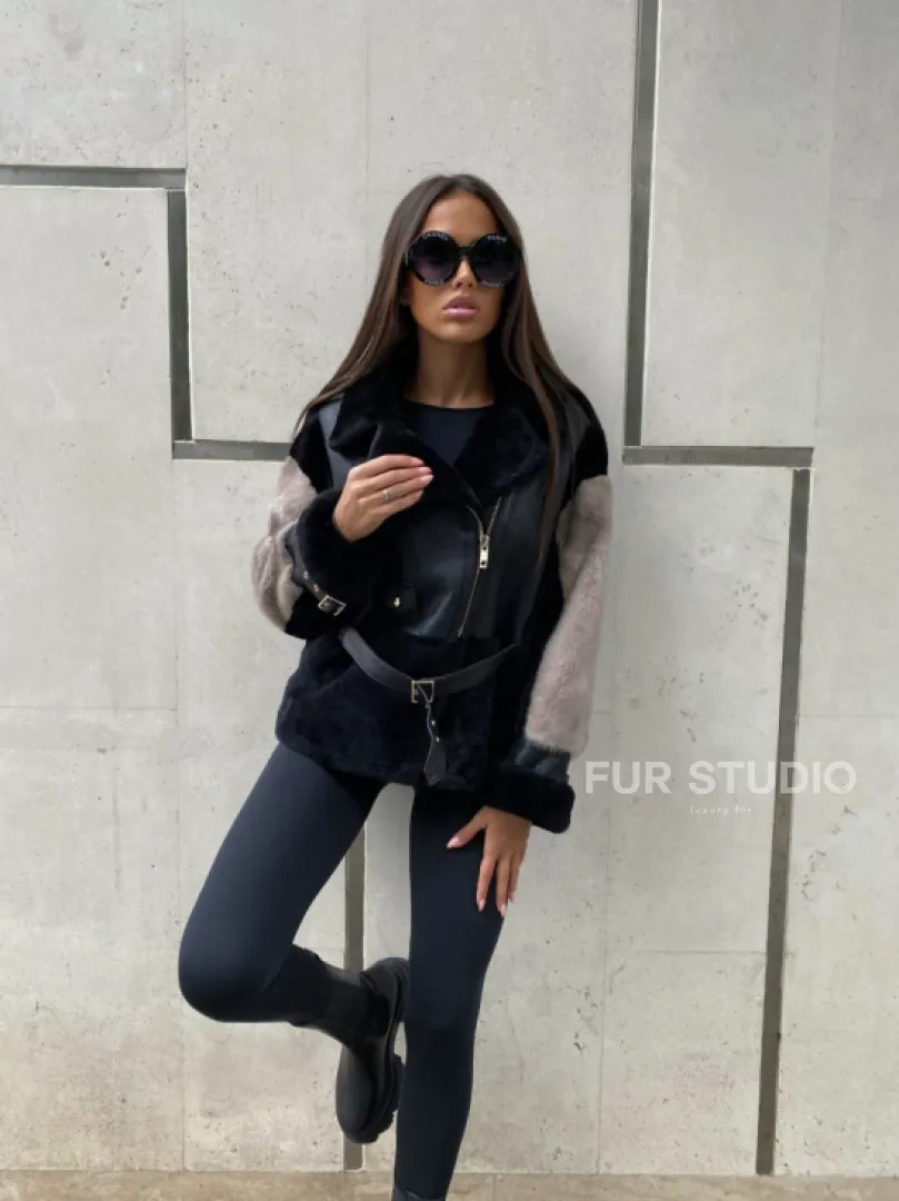 Дублёнка из мериноса с мехом норки - фото 5