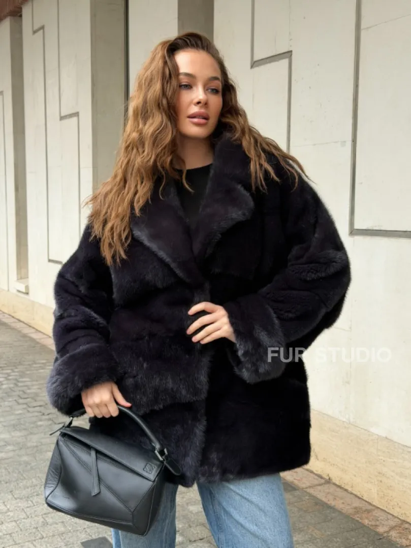 Норковый полушубок - английский воротник