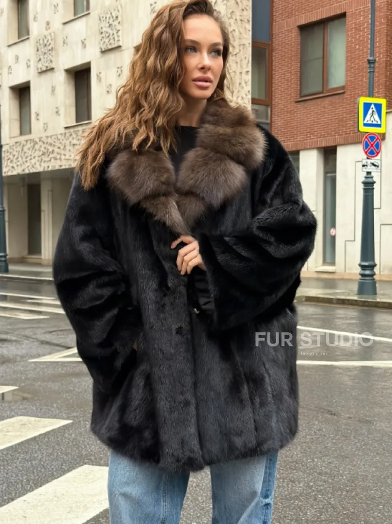 Норковая шуба - воротник куница - фото 3