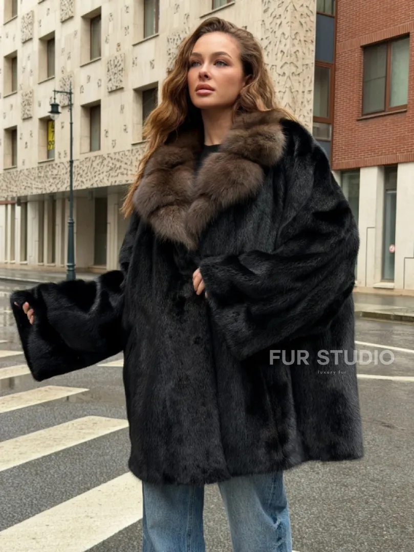 Норковая шуба - воротник куница - фото 5