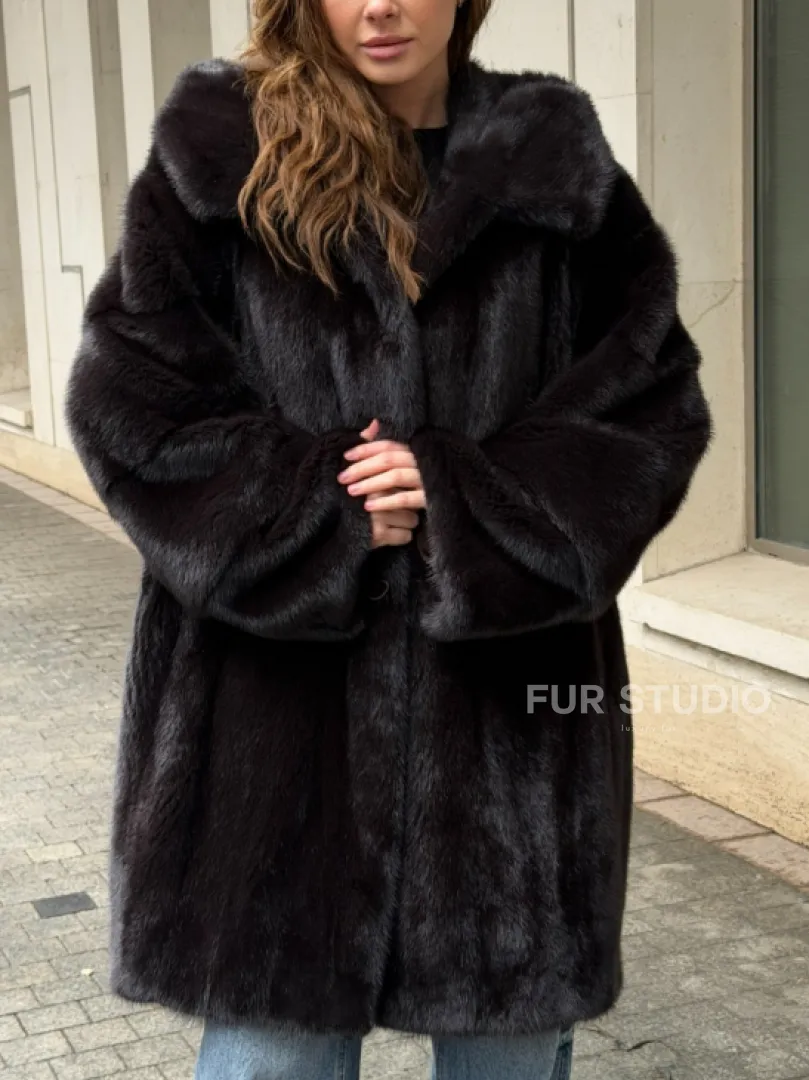 Норковая шуба с капюшоном - фото 3