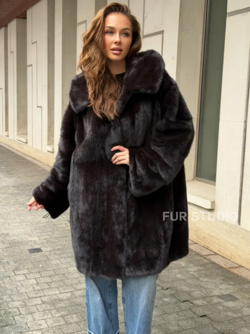 Норковая шуба с капюшоном - фото 4
