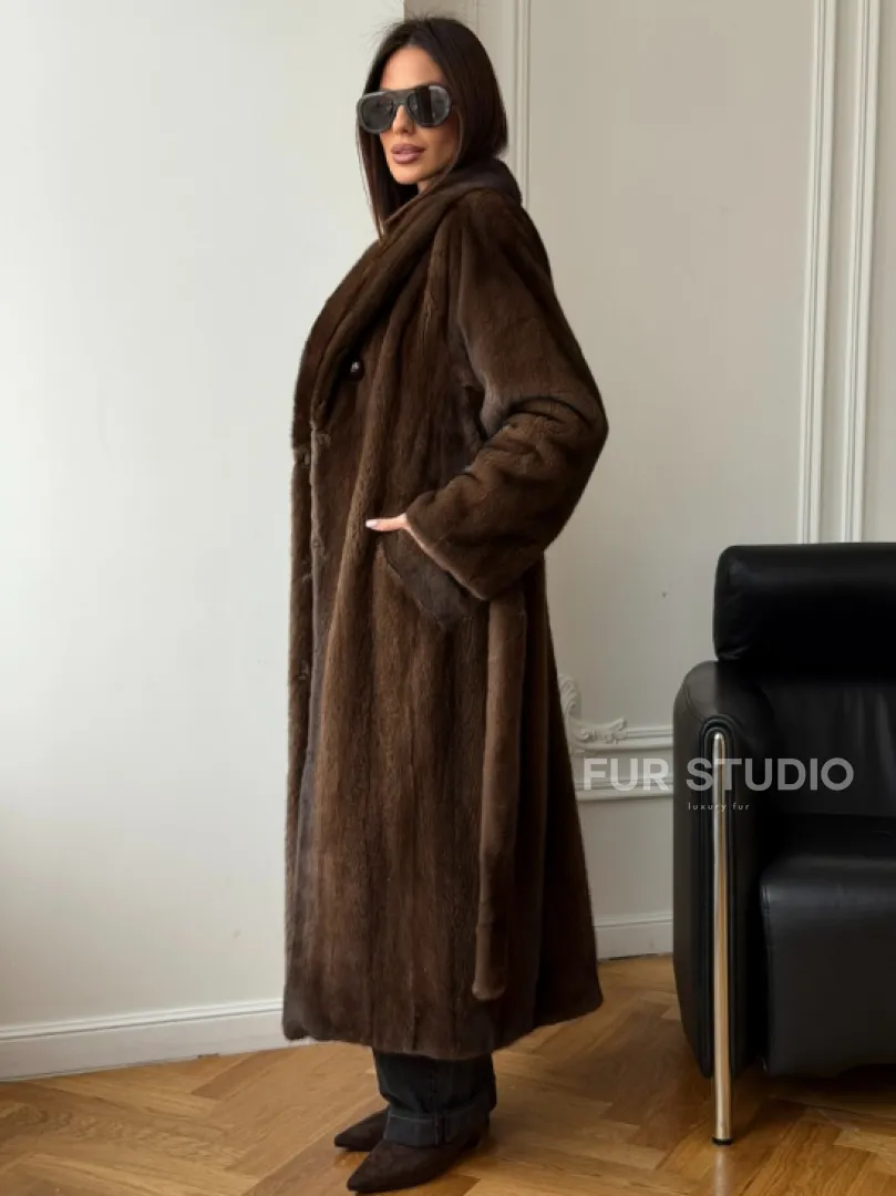 Норковое пальто - воротник шаль - фото 9