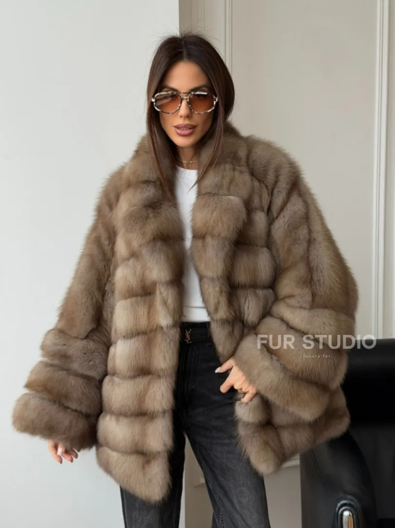 Шуба оверсайз из куницы - фото 8