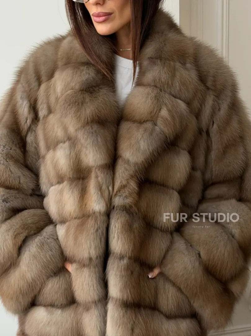 Шуба оверсайз из куницы - фото 2