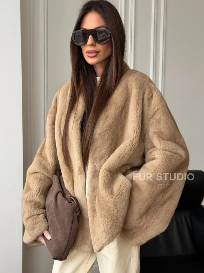 Норковый жакет (бежевый) - фото 2