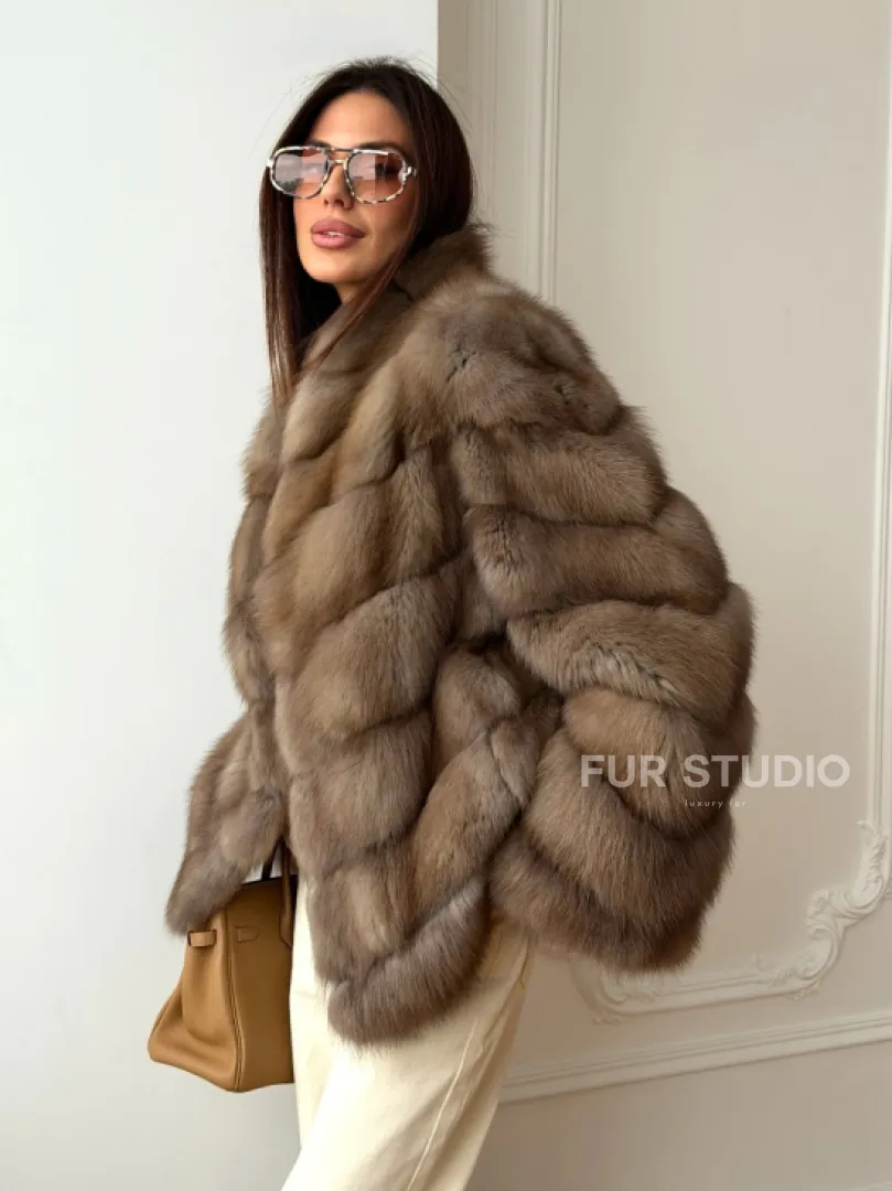 Шуба из меха куницы - рукава косичкой - фото 9