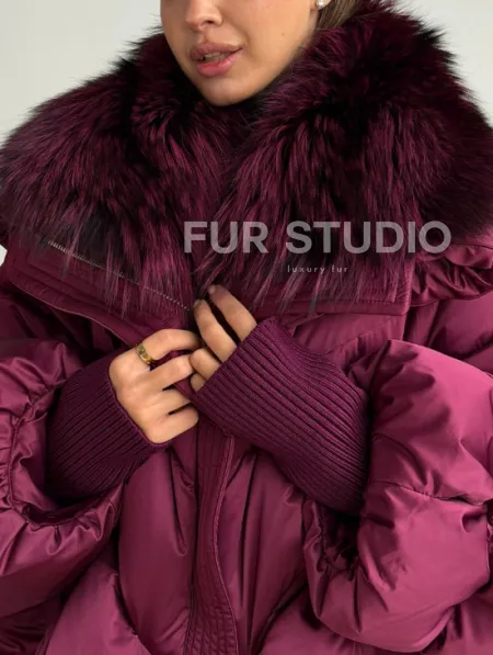 Пуховик с мехом чернобурки - фото 2