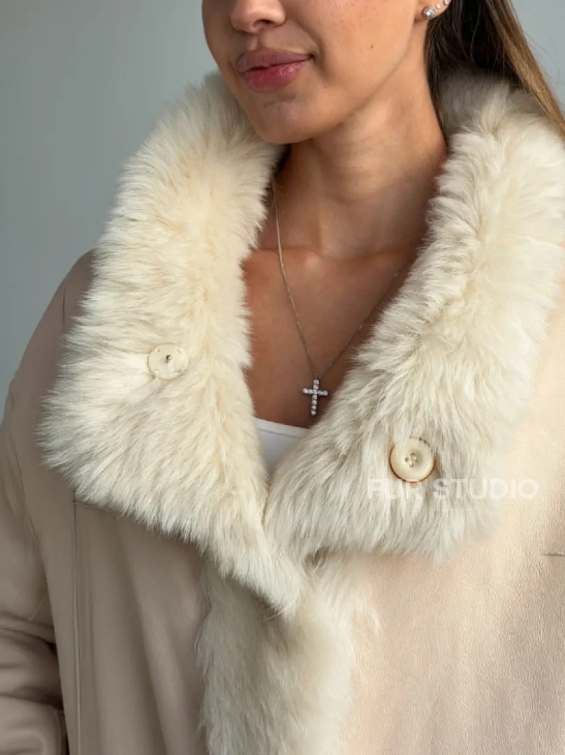 Двухсторонняя дубленка из меха тосканы - фото 2