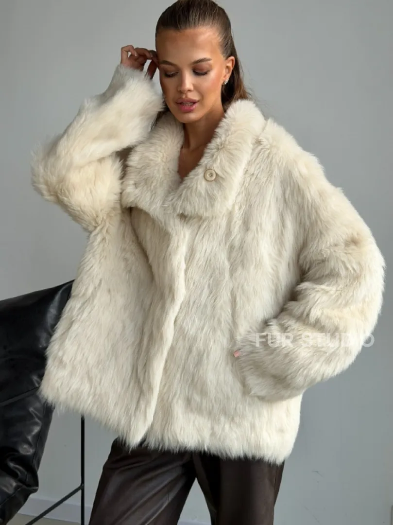 Двухсторонняя дубленка из меха тосканы - фото 5