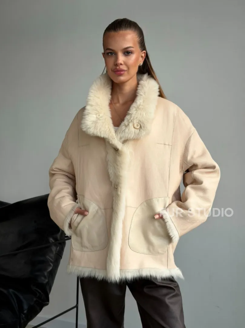 Двухсторонняя дубленка из меха тосканы