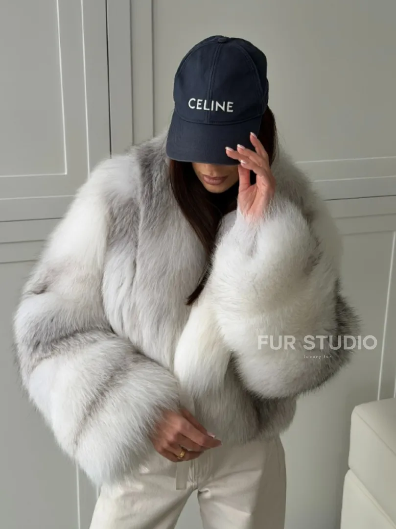 Шуба кроп-топ из лисы finnish cross fox