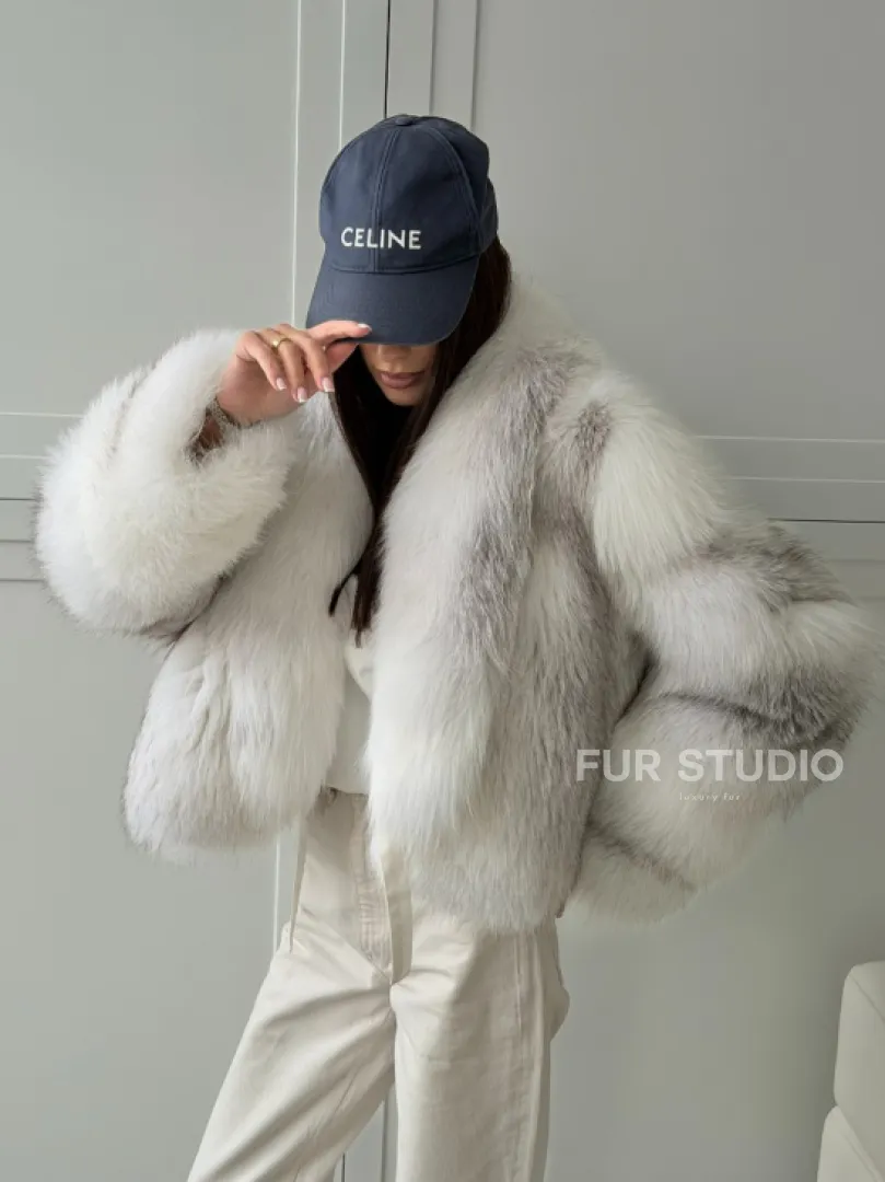 Шуба кроп-топ из лисы finnish cross fox