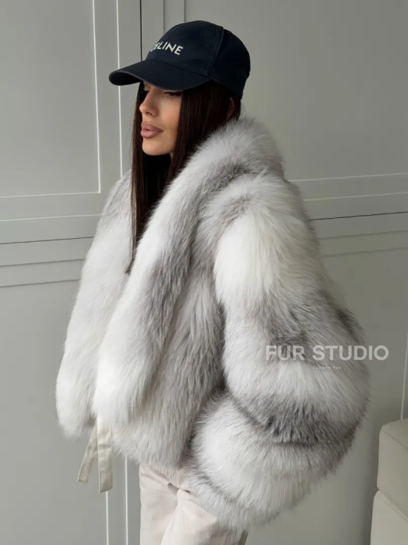 Шуба кроп-топ из лисы finnish cross fox