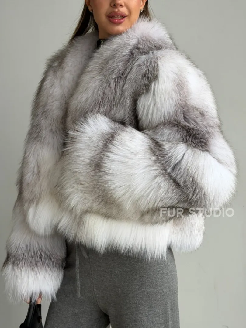 Шуба кроп-топ из лисы finnish cross fox