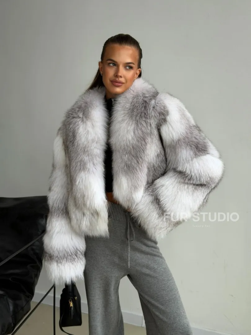 Шуба кроп-топ из лисы finnish cross fox