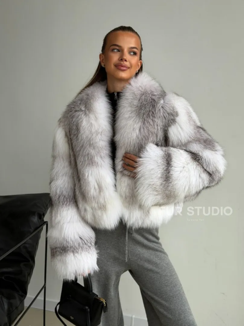 Шуба кроп-топ из лисы finnish cross fox