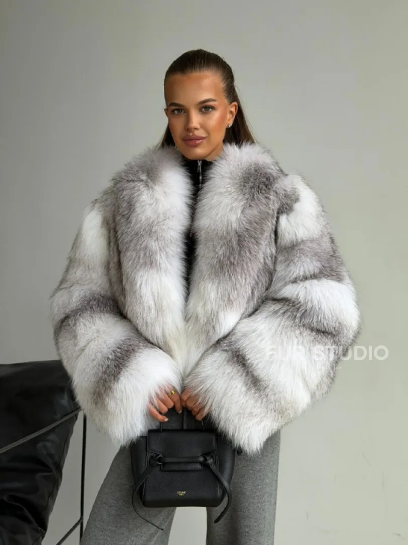Шуба кроп-топ из лисы finnish cross fox