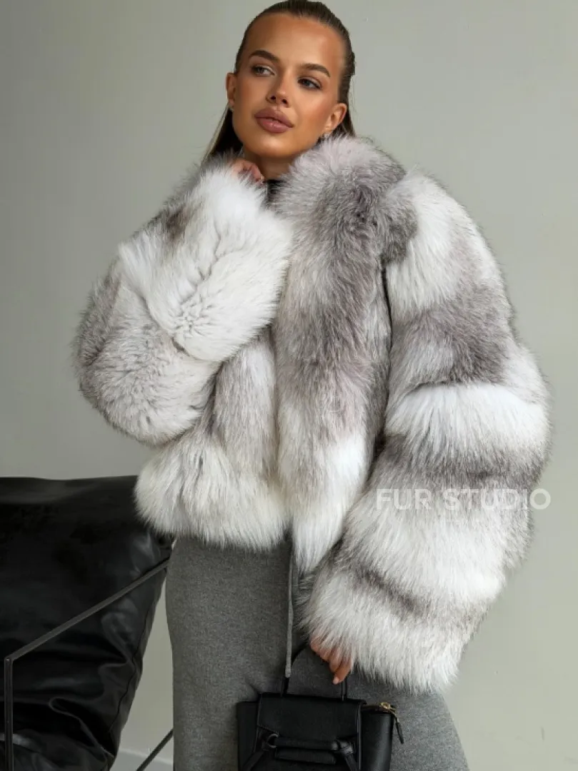 Шуба кроп-топ из лисы finnish cross fox