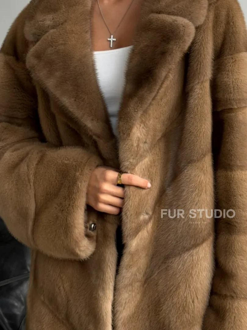 Норковый полушубок - английский воротник - фото 1