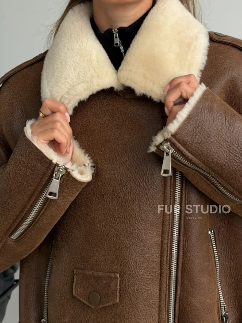 Короткая косуха-дубленка из овчины