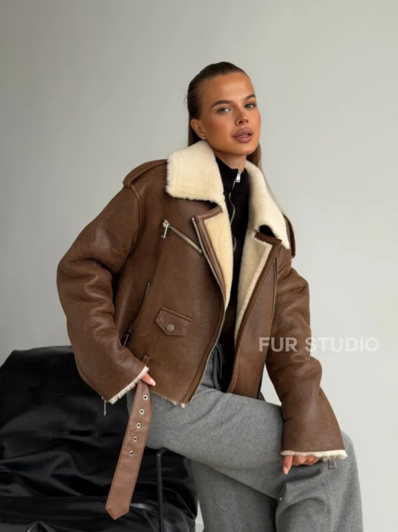 Короткая косуха-дубленка из овчины