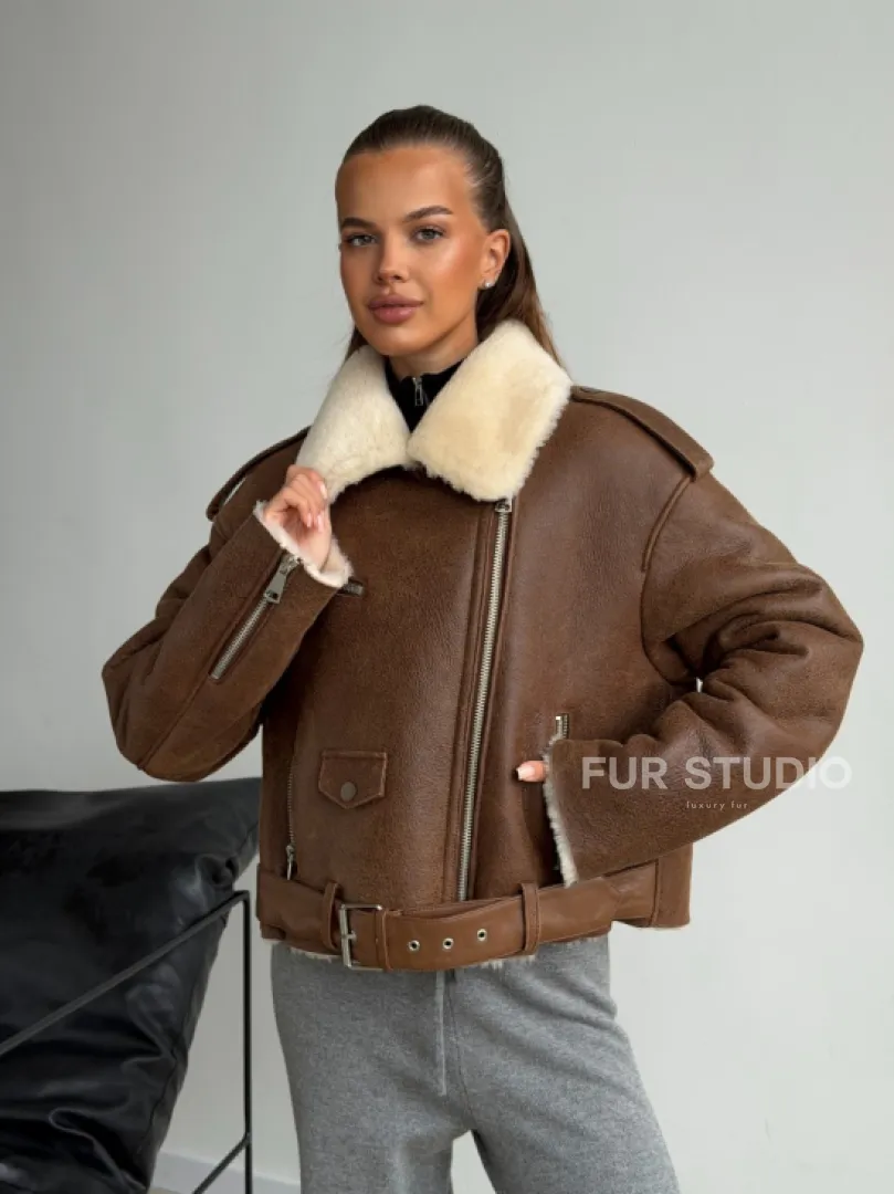 Короткая косуха-дубленка из овчины