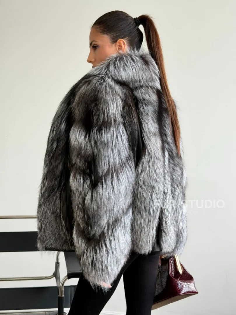 Шуба из чернобурки - рукава косичкой