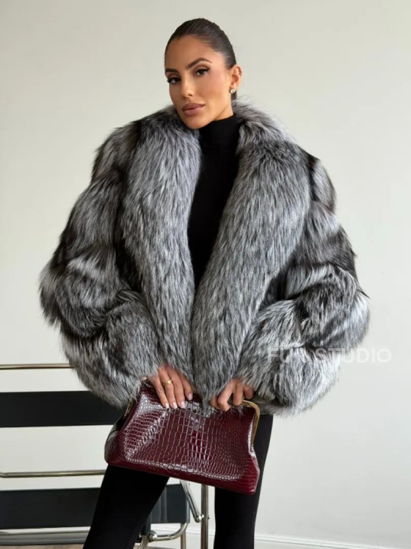 Шуба из чернобурки - рукава косичкой