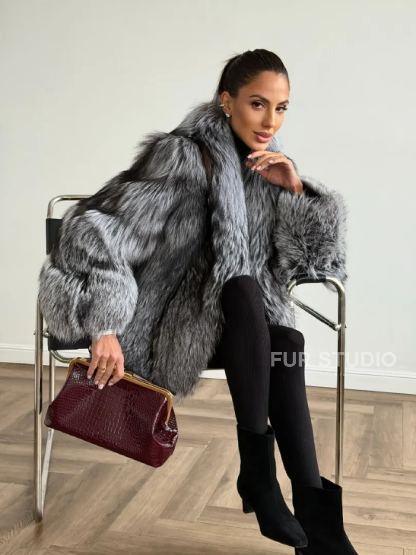 Шуба из чернобурки - рукава косичкой - фото 7