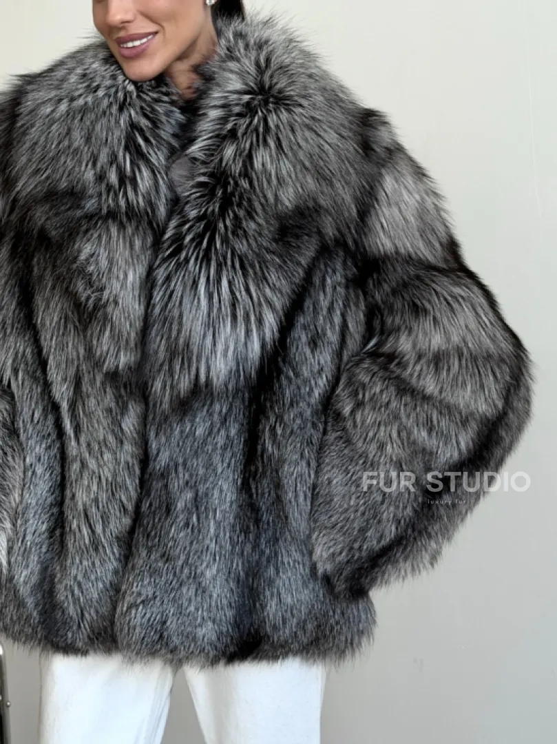 Шуба чернобурка - воротник шаль - фото 2