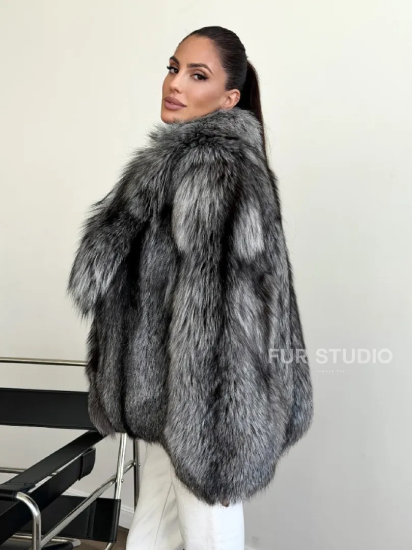 Шуба чернобурка - воротник шаль - фото 3