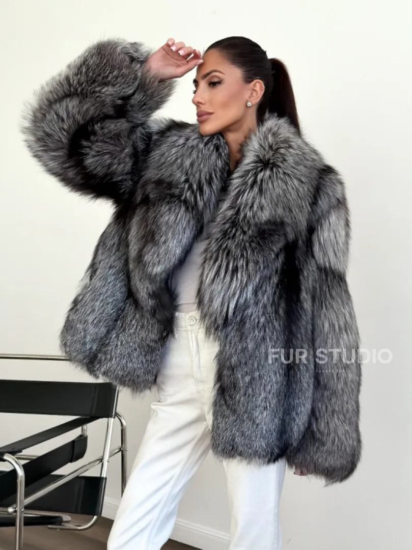 Шуба чернобурка - воротник шаль - фото 0